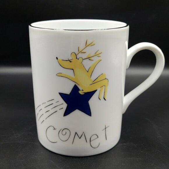 RARE Pottery Barn Christmas Holiday Reindeer COMET Mug Made in Japan EUC - Picture 1 of 4